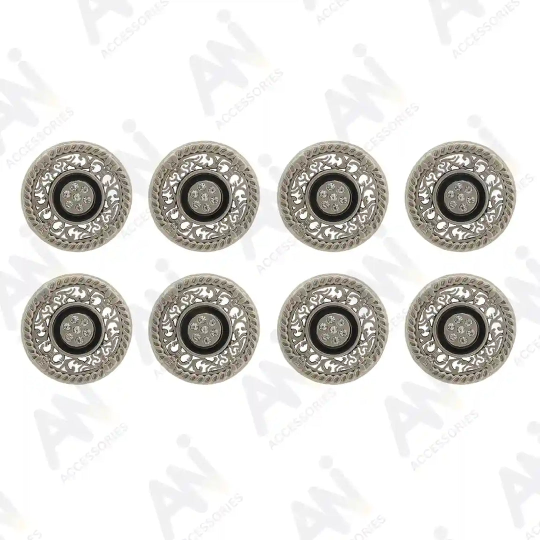 Set of 8 big, durable rhinestone buttons by Ani Accessories, perfect match for kurtas, suits, long coats, and tuxedos.