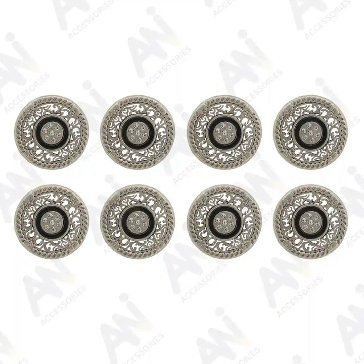 Set of 8 big, durable rhinestone buttons by Ani Accessories, perfect match for kurtas, suits, long coats, and tuxedos.