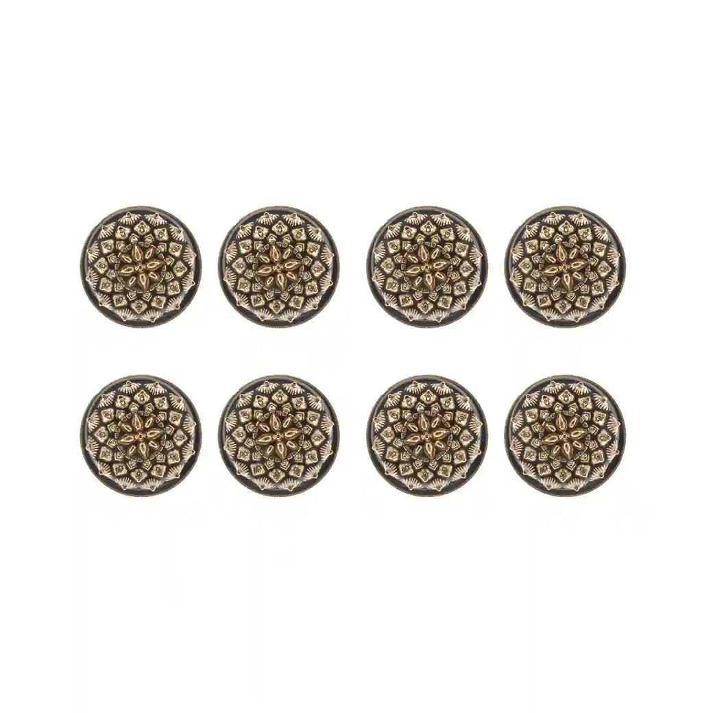 Set of 8 elegant metal shank buttons by Ani Accessories, perfect for coats, blazers, jackets, waistcoats, and trench coats.