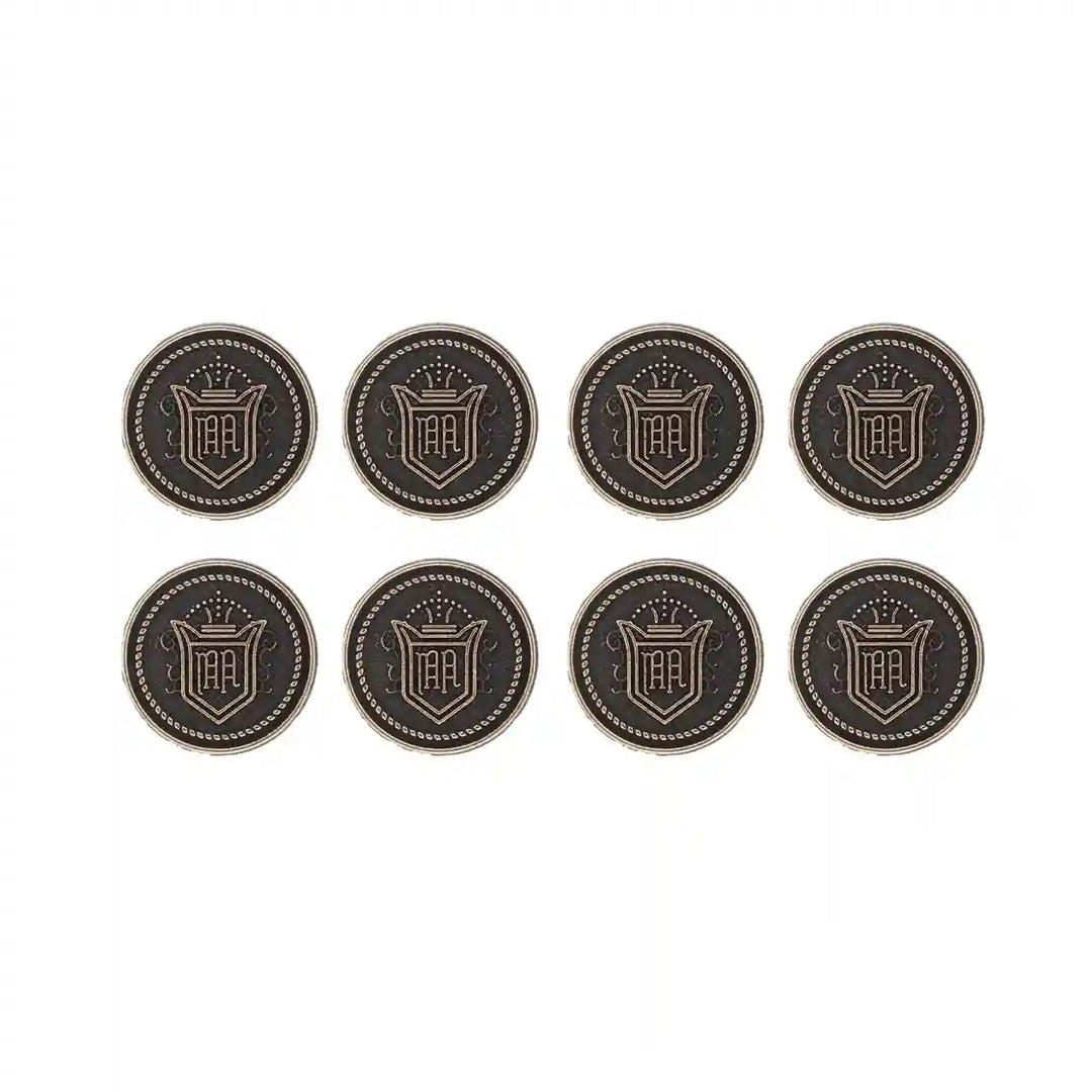 Ani Accessories set of 8 royal regalia antique metal buttons for crafting and upgrading casual outfits.