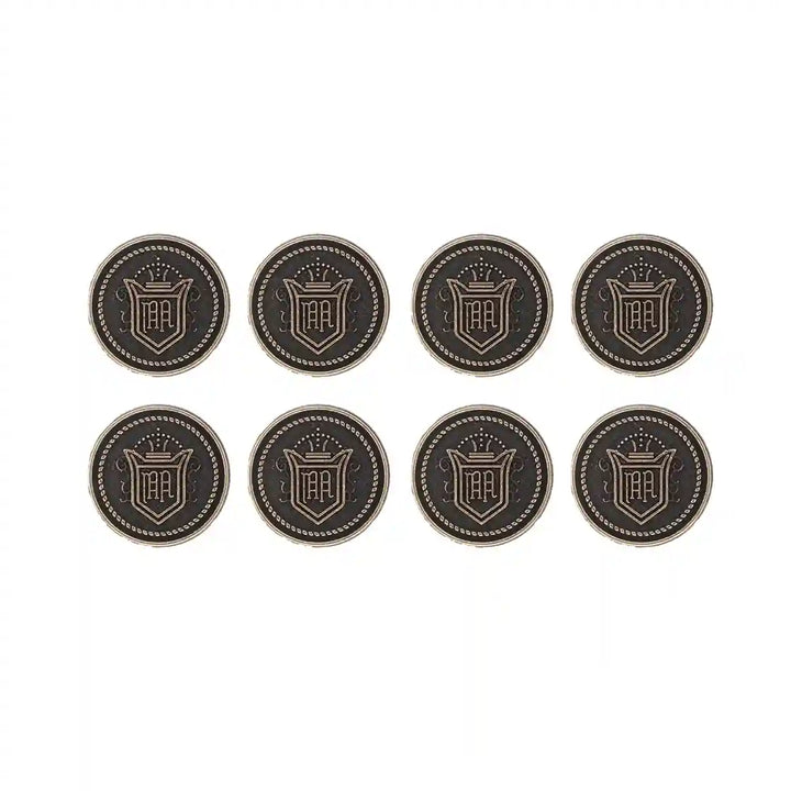 Ani Accessories set of 8 royal regalia antique metal buttons for crafting and upgrading casual outfits.