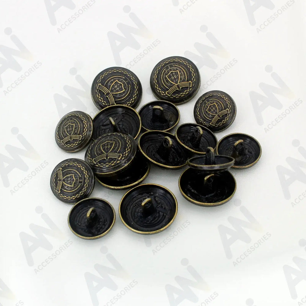 Set of decorative antique metal buttons for stylish coats by Ani Accessories.