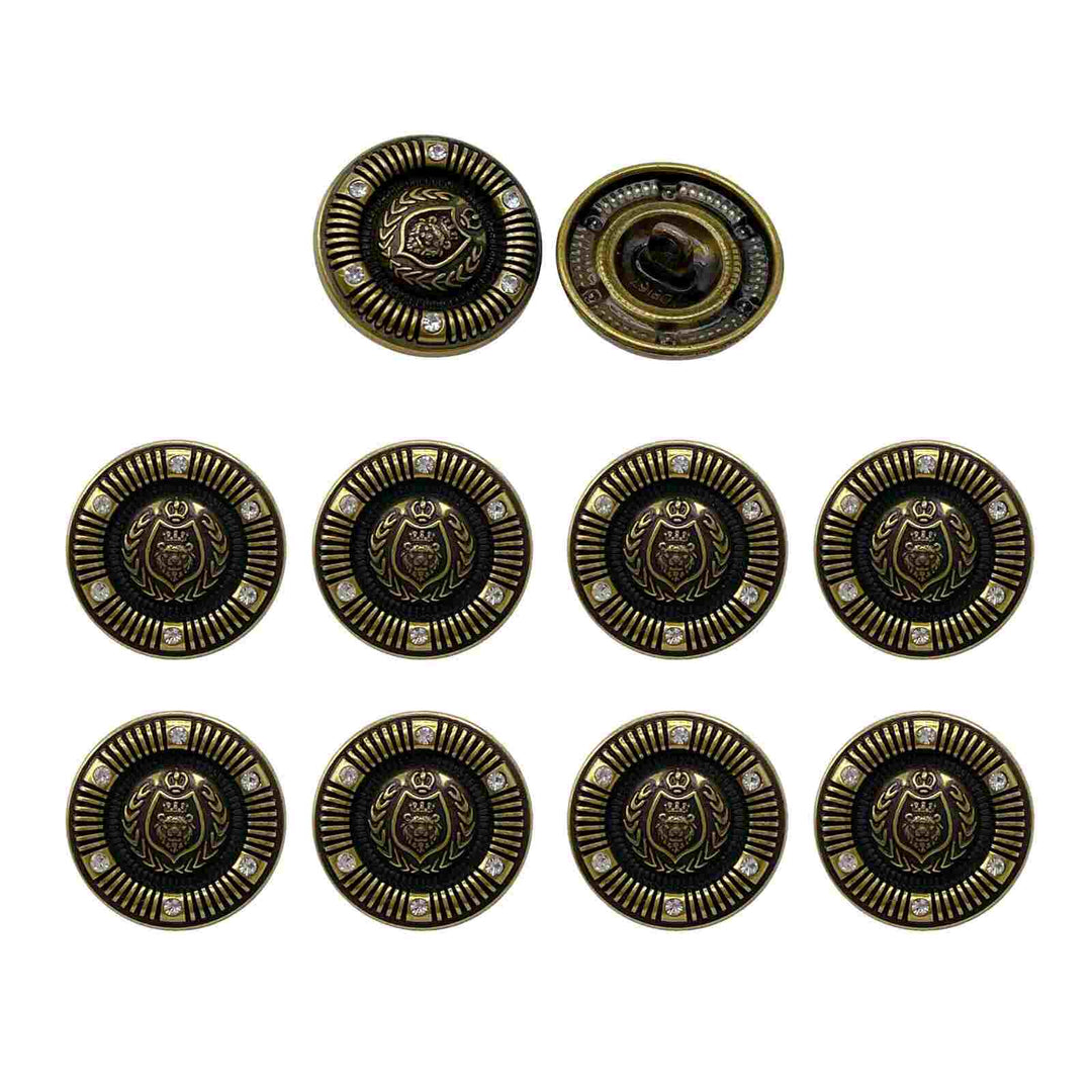 Lion emblem metal coat button, adding a touch of elegance to bespoke fashion outerwear