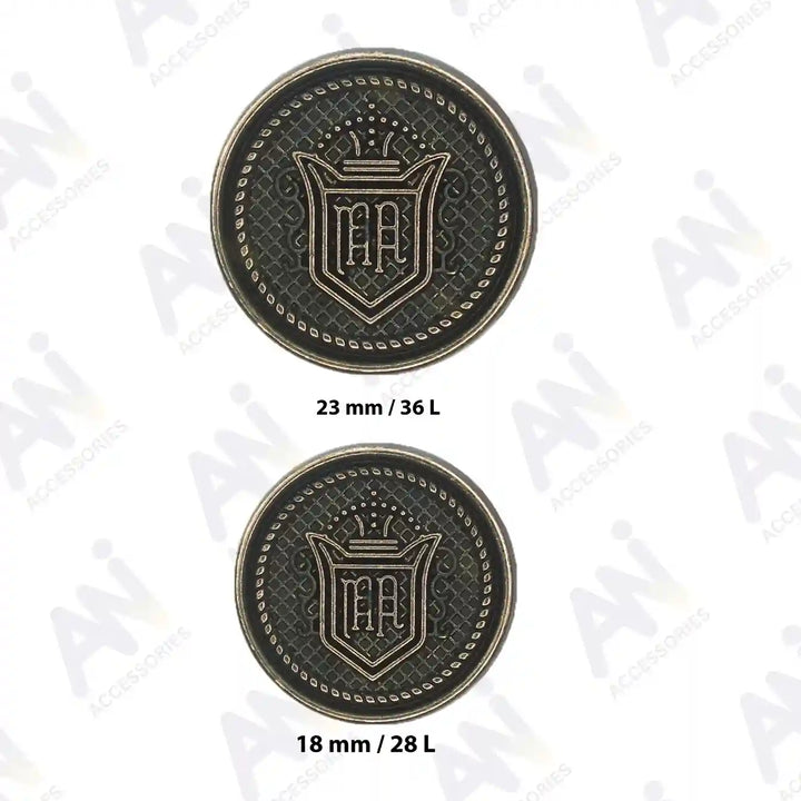 Sizes of Antique silver metal buttons by Ani Accessories 