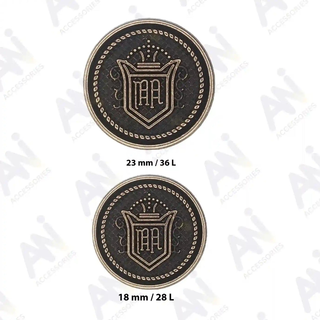 Sizes of Black Color Antique metal buttons by Ani Accessories. 