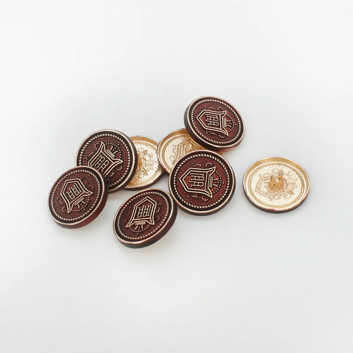 Royal Regalia Antique Metal Buttons by Ani Accessories: front color is brown and back color is gold.
