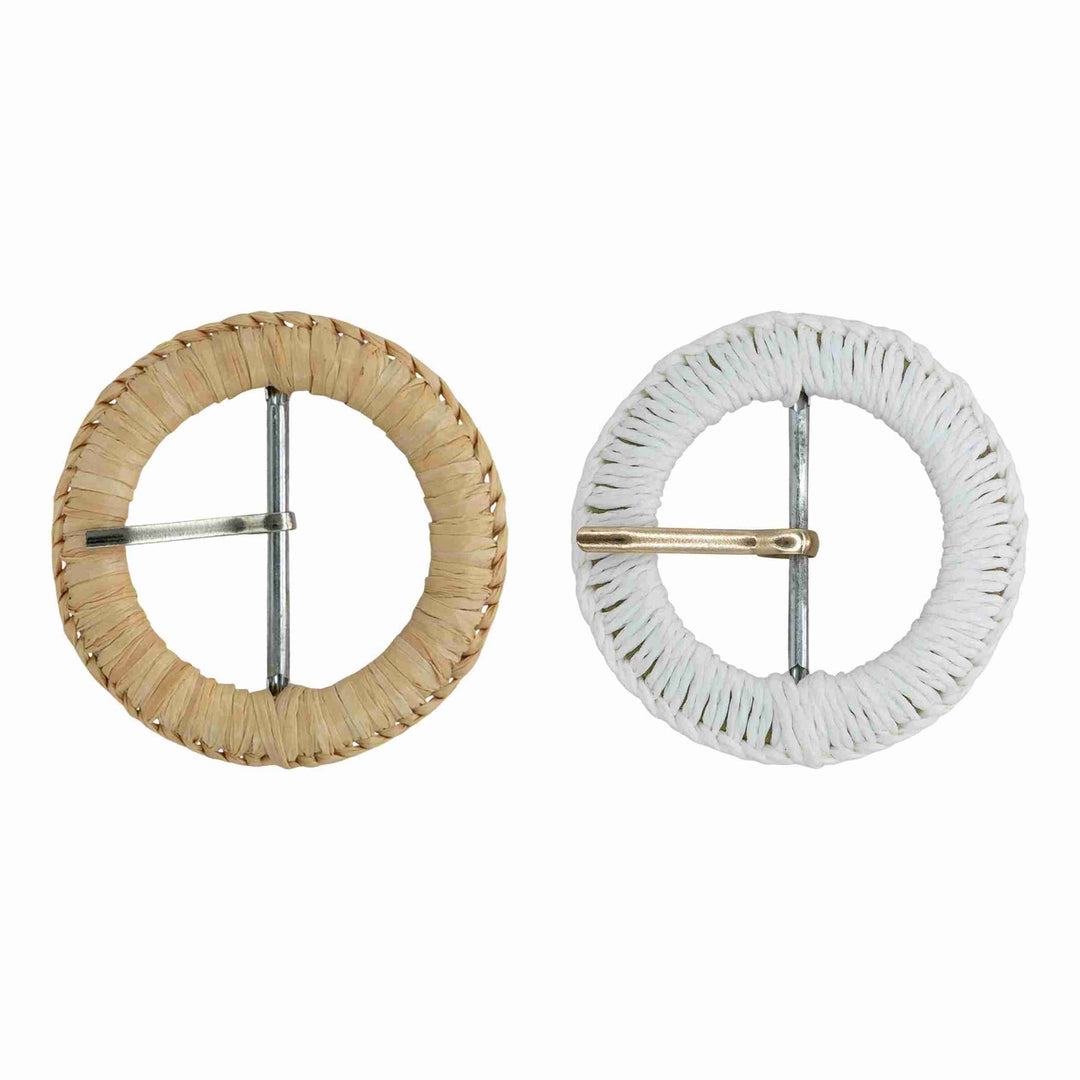 Stylish handmade raffia prong buckle boho woven buckle for belts bags garments dress decoration and DIY crafts.