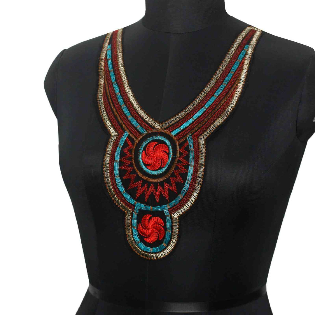 Stylish multicolor floral embroidered ethnic neckline by Ani Accessories perfect for festive kurtis and designer suits