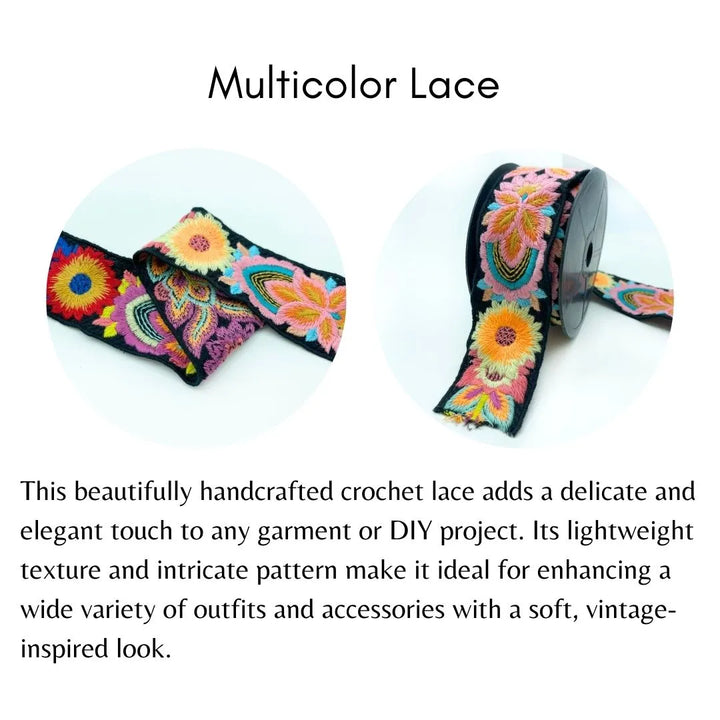 Intricate Vibrant Floral Embroidery Lace