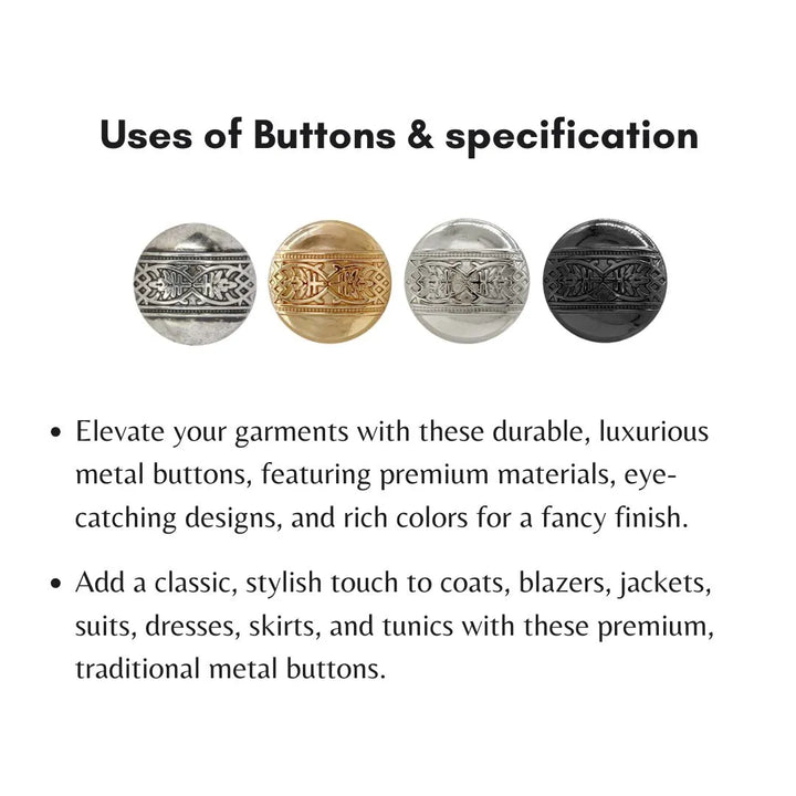 Etched Design Metal Buttons