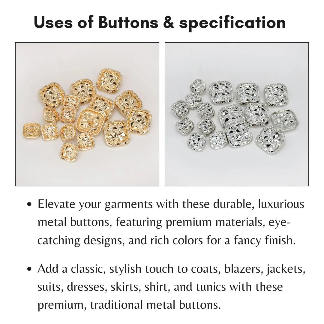 Rhinestone Border Facet Metal Button | 15mm(24L) & 24mm(38L)