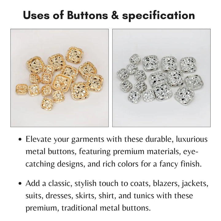 Rhinestone Border Facet Metal Button | 15mm(24L) & 24mm(38L)