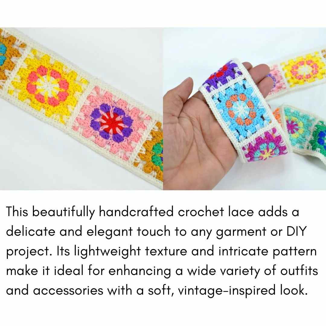Rainbow Granny Square Trim