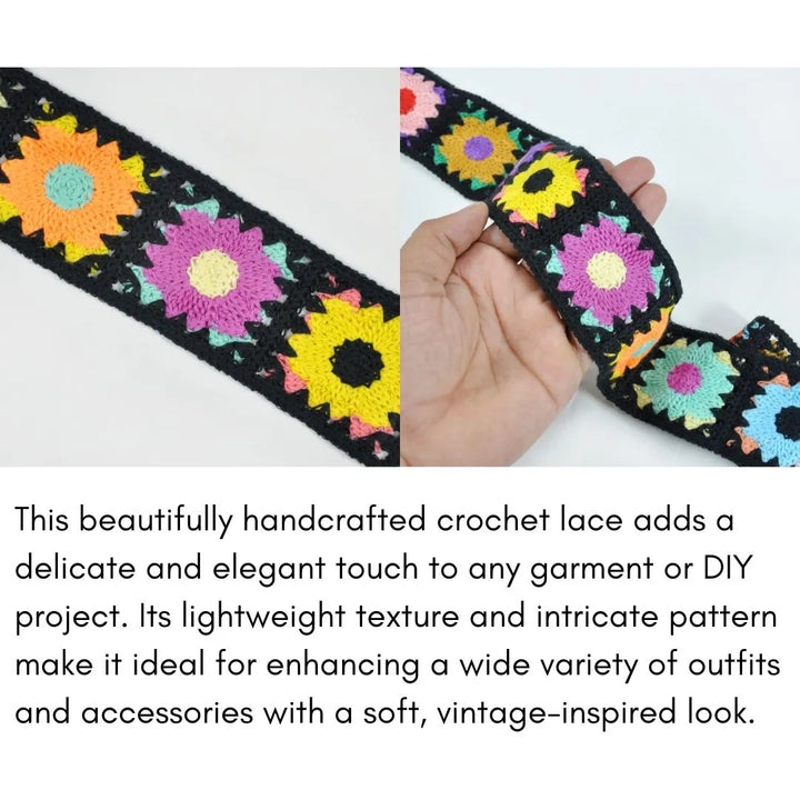 Elegant Black Floral Crochet Trim