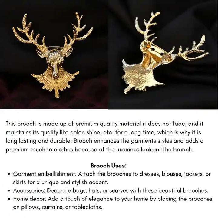 Stag Head Deer Brooch Pin