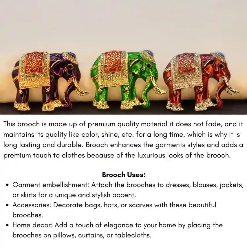 Enamel Elegant Elephant Brooch Pin