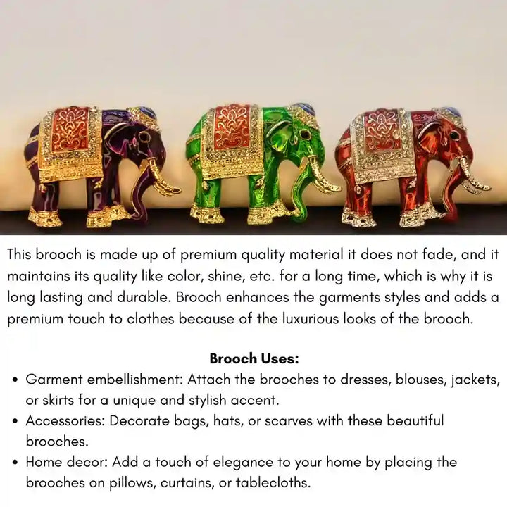 Enamel Elegant Elephant Brooch Pin