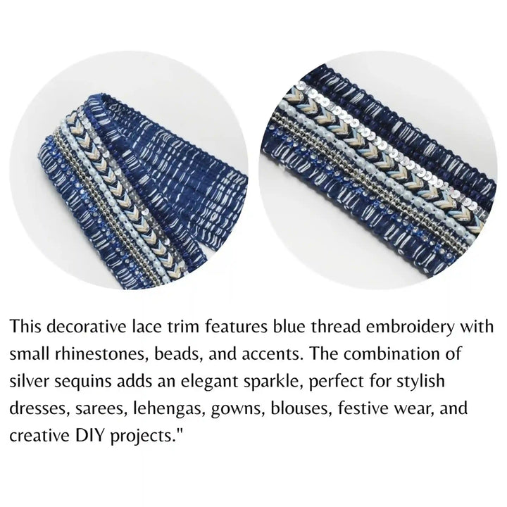 Royal Blue Sequins Lace