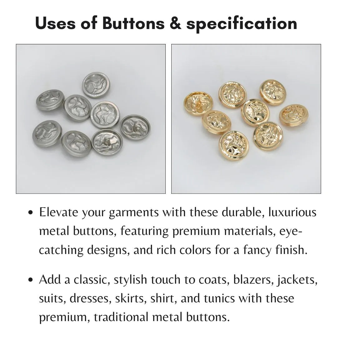 Metal And Button Inset Drapery Design Metal Button | 15mm(24L) & 23mm(36L) – Ani Accessories