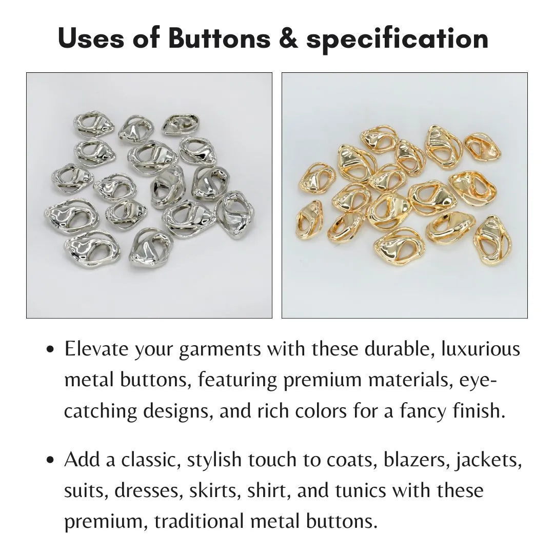 Melted Design Metal Button | 33mm & 27mm