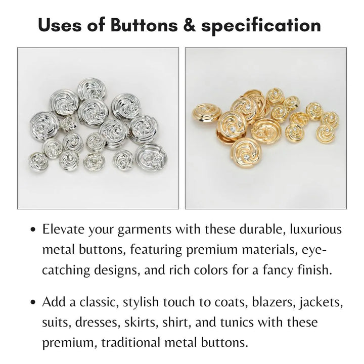 Spiral Metal Button | 15mm(24L) & 23mm(36L)