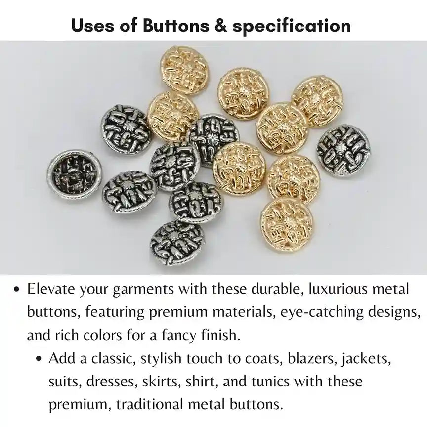 Sculpted Abstract Monogram Metal Button | 15mm(24L), 18mm(28L) & 23mm(36L)