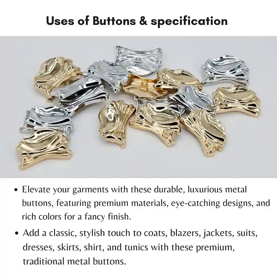 Organic Shape Metal Button | 20mm(32L), 28mm(44L) & 35mm(55L)