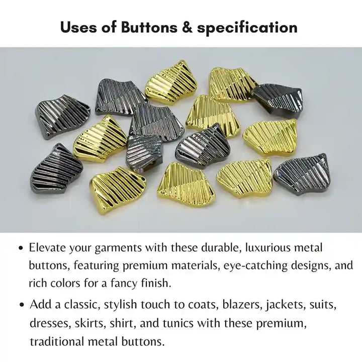 Sea Inspired Metal Buttons | 18mm(28L), 23mm(36L) & 27mm(42L)