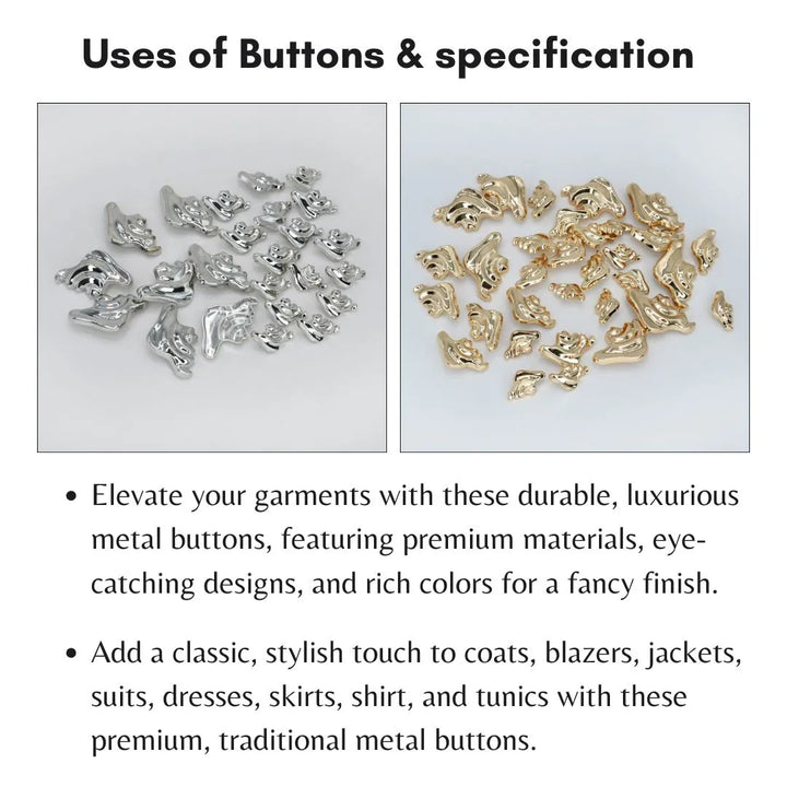 Molten Metal Stud Buttons | 45mm, 36mm, 30mm & 25mm