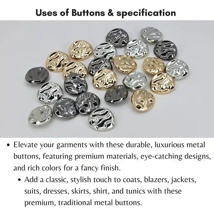 Fluid Ripples Metal Buttons | 18mm (28L), 23mm (36L) & 30mm (47L)