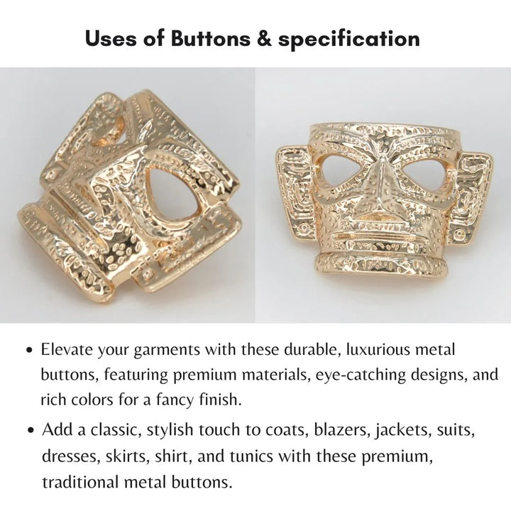 Vintage Aztec Motif Shank Metal Button | 28mm (44L)