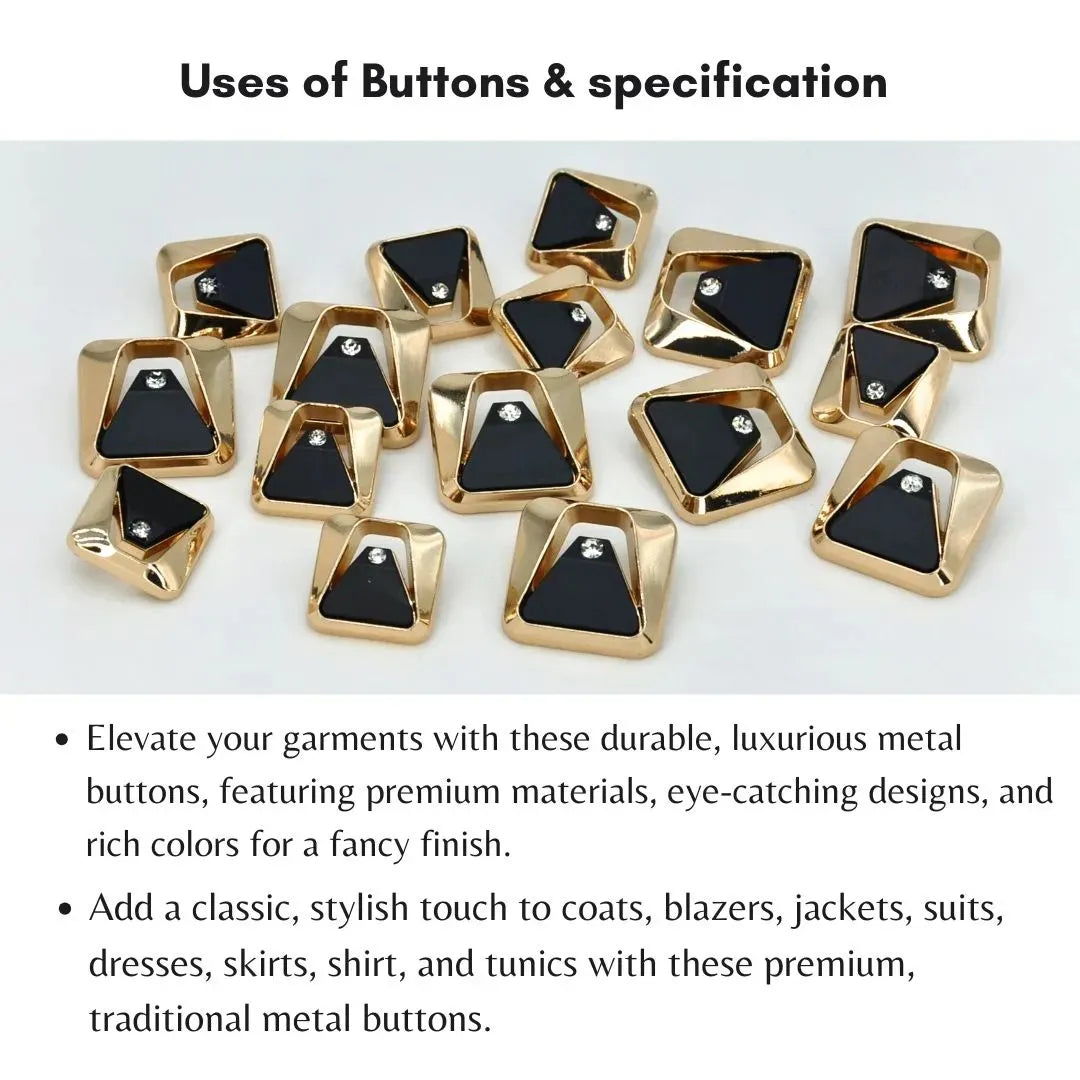 Crystal Apex Square Metal Button | 18mm (28L) & 23mm (36L)