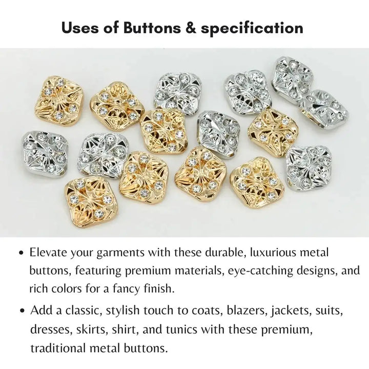 Abstract Swirl Crystal Metal Button | 18mm (28L) & 23mm (36L)