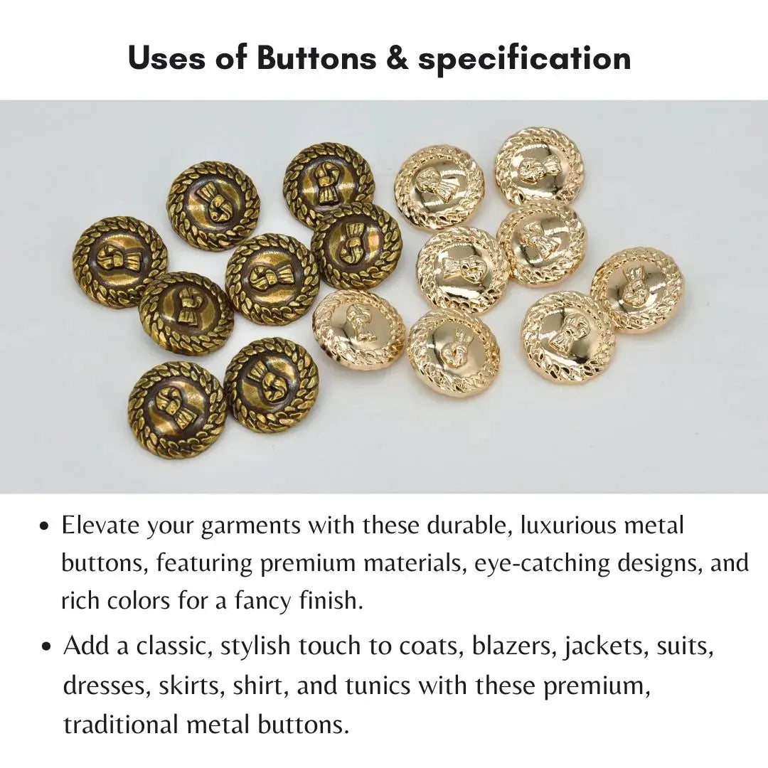 Vintage Chain Knot Metal Button | 18mm (28L) & 23mm (36L)