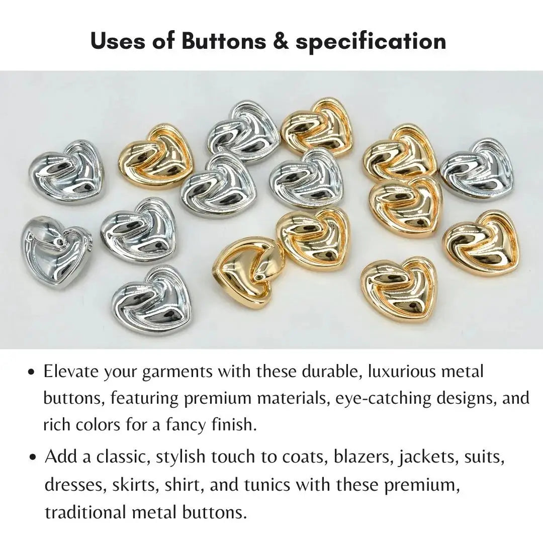 Glossy Heart Twist Metal Button | 18mm (28L) & 23mm (36L)