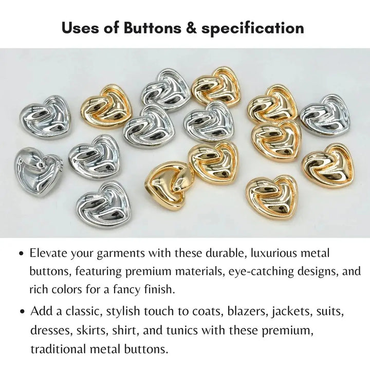 Glossy Heart Twist Metal Button | 18mm (28L) & 23mm (36L)