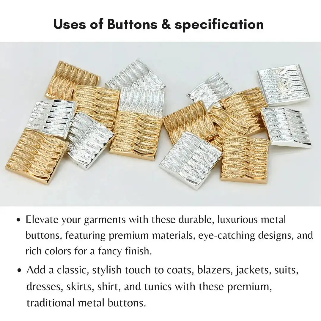 Elegant Leaf Pattern Gold Metal Button | 18mm (28L) & 23mm (36L)