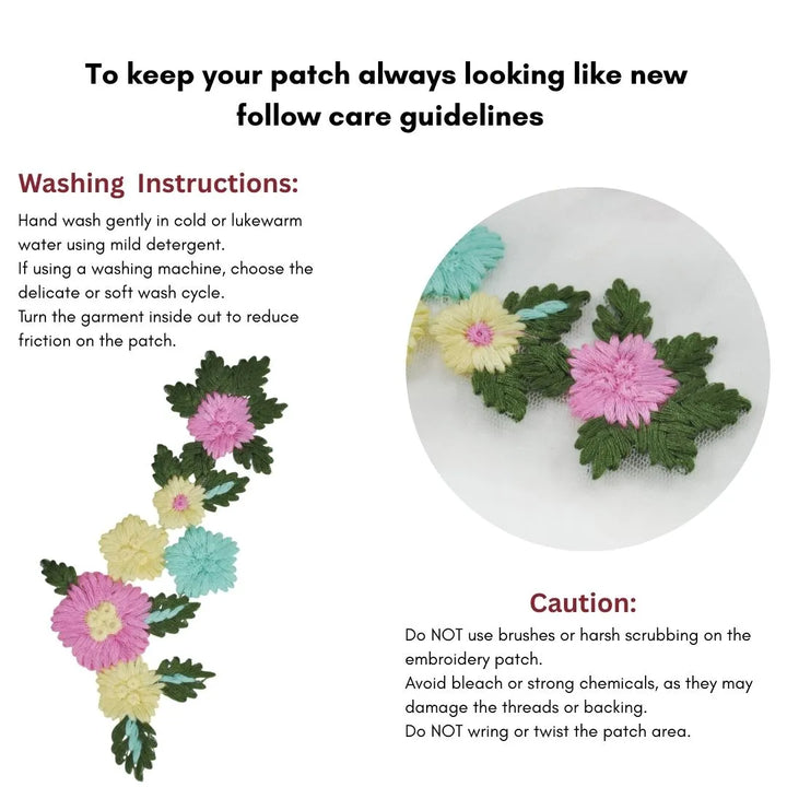 Vibrant Floral Embroidery Patch
