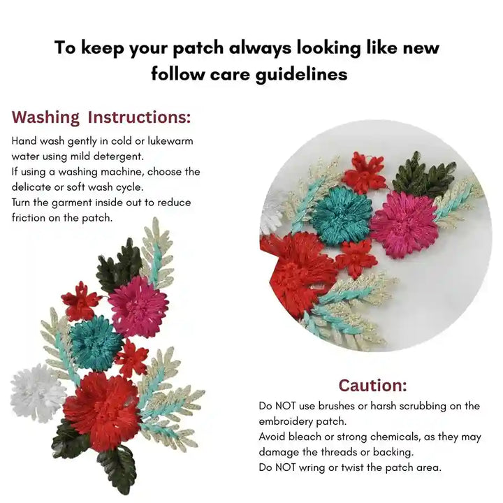 Fabric floral embroidered patch.
