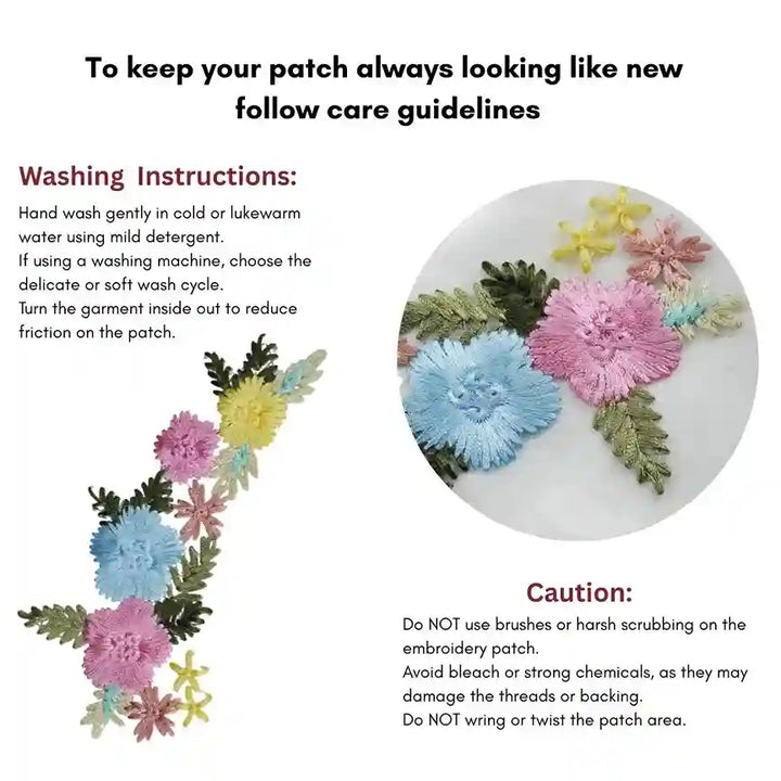 Pastel Floral Embroidered Patch