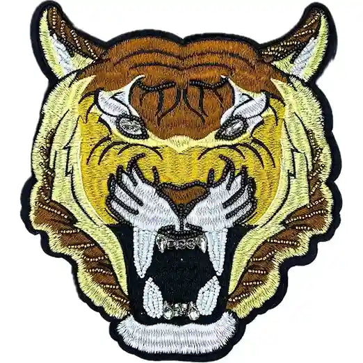 Tiger Patch by Ani Accessories, embroidered tiger applique for jackets, bags, and DIY fashion