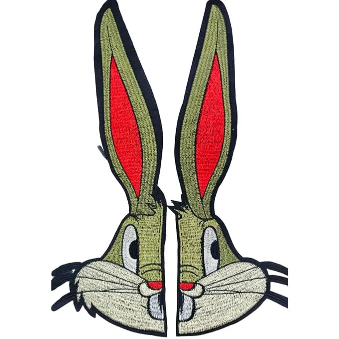 Two-part Bugs Bunny Patch by Ani Accessories, matching embroidered character appliques for jackets and bags