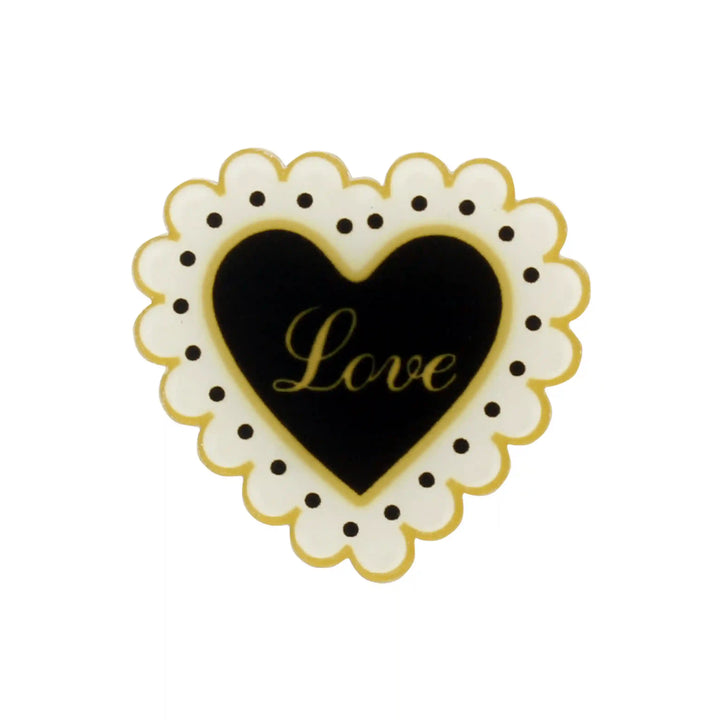 Polka Dot Heart Brooch Pin