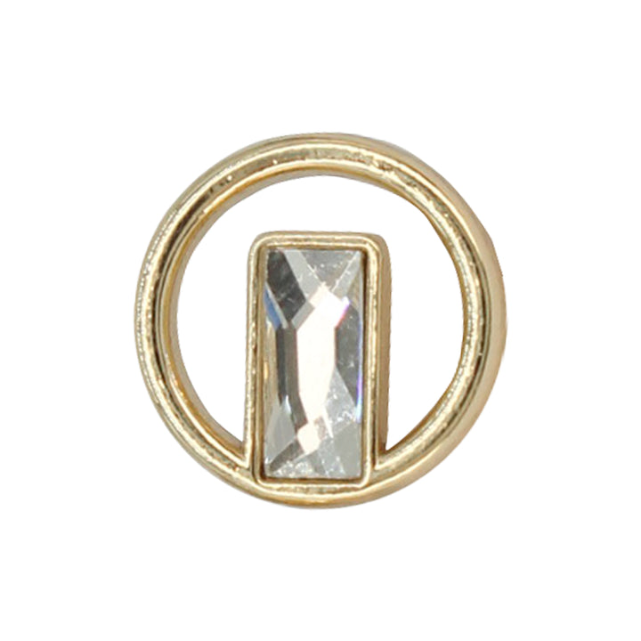 Rectangular Diamond in Circular Frame Metal Button (Pack of 8 )