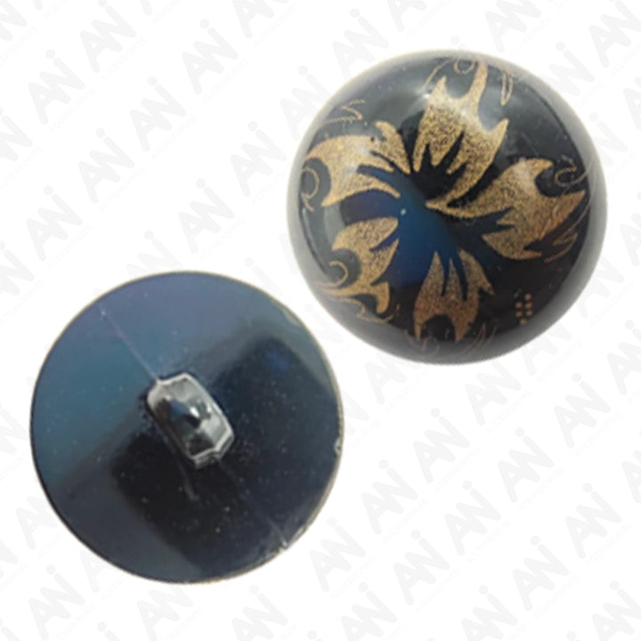 Golden Blossom Floral Flame Shank ABS Button (Set of 8)