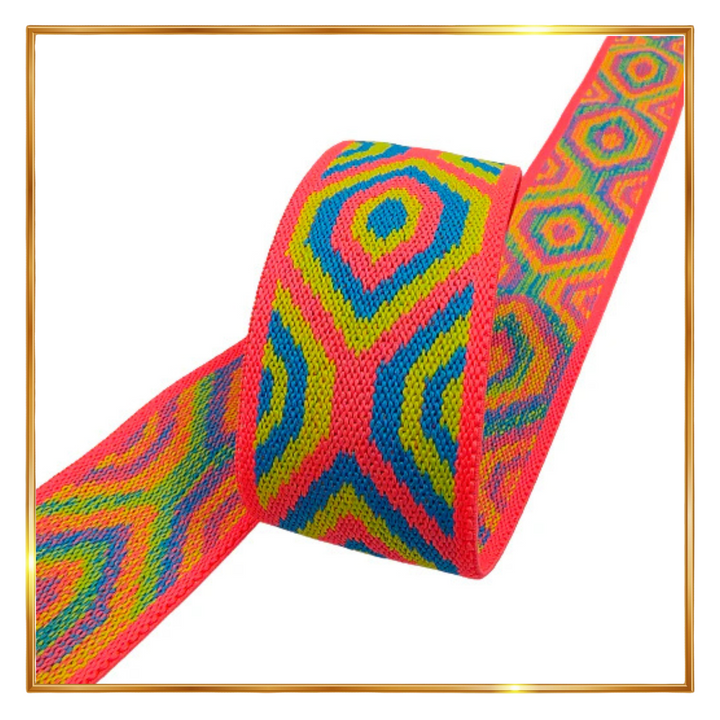 Multi-Color Triangular Design Woven Pattern Elastic