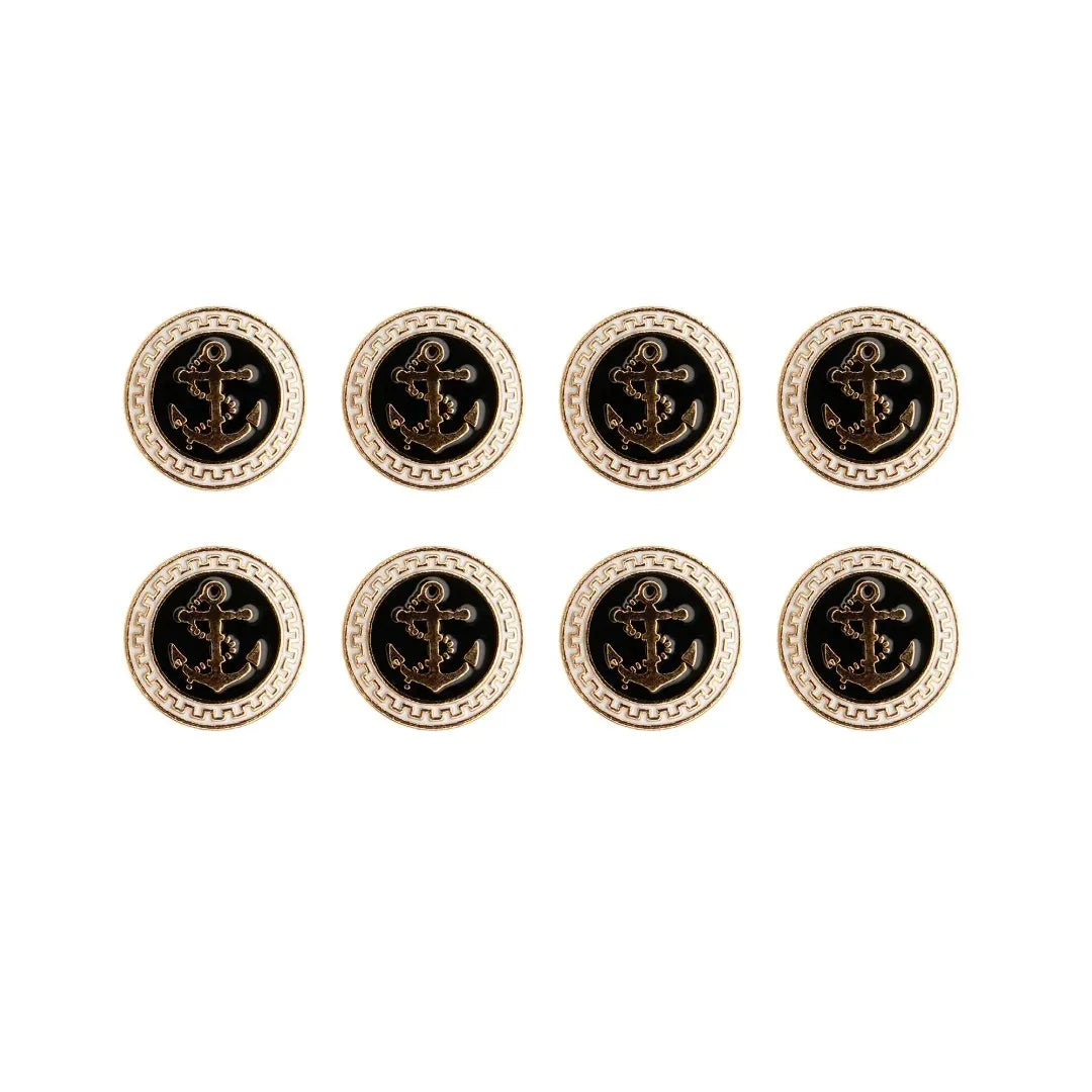 Gold and Black Anchor shank Metal Button | 18mm(28L) & 23mm(36L)