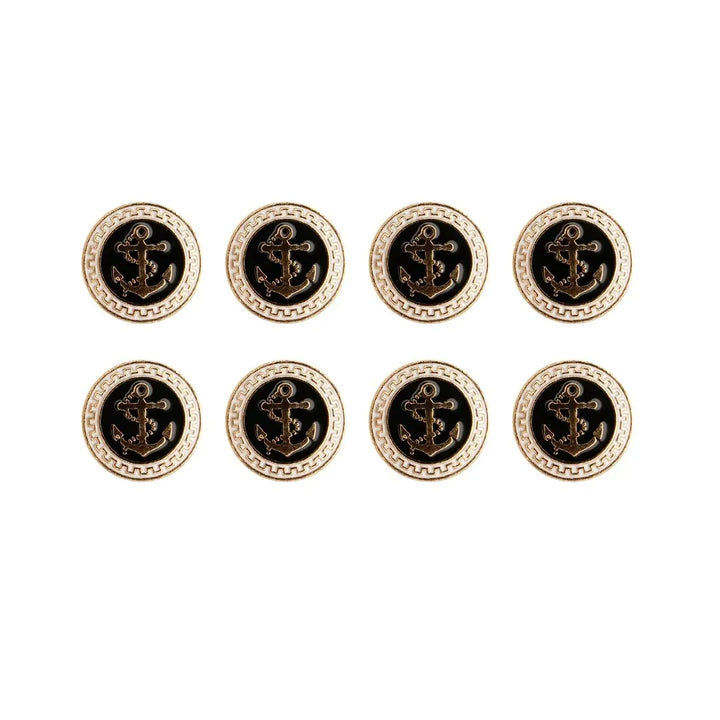 Gold and Black Anchor shank Metal Button | 18mm(28L) & 23mm(36L)