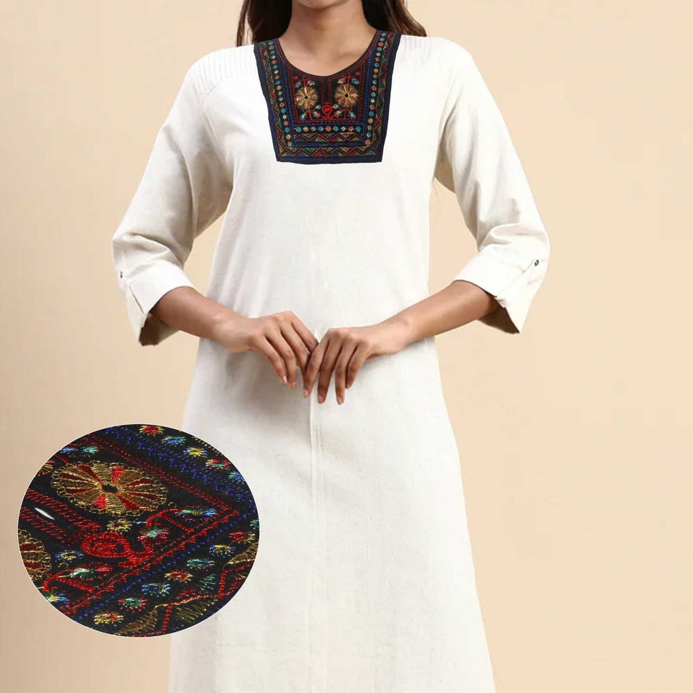 Vibrant floral U shape embroidery neckline adding rich ethnic charm to kurtis, suits and festive outfits Ani Accessories