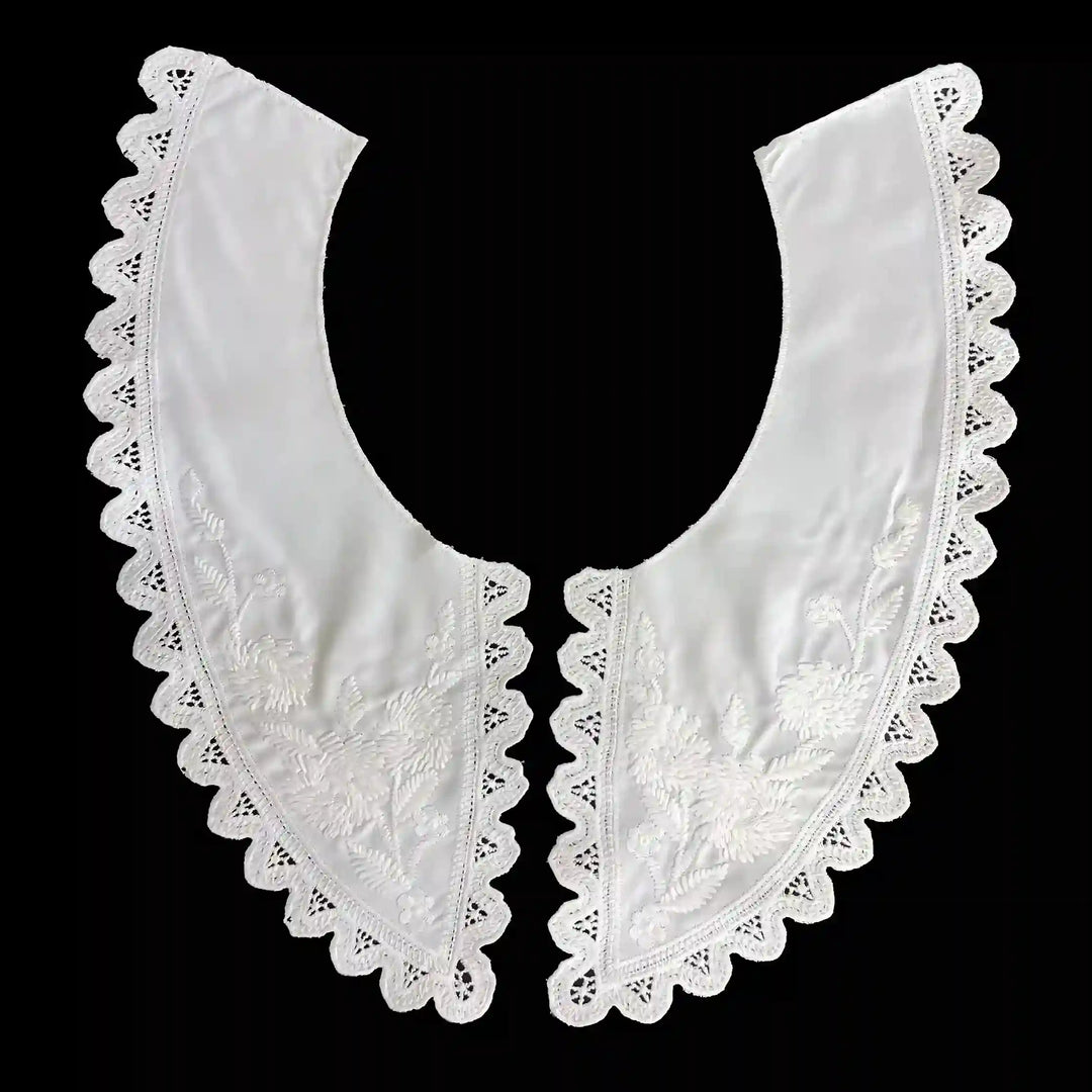 Vintage inspired Cutwork Embroidery Peter Pan collar in intricate openwork with rounded silhouette